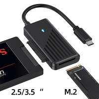 Kabel Drive mudah M.2 SSD NVME, protokol ganda 10GB3.1 Tipe C ke SATA2.5/3.5 inci kabel Hard Drive 5GB