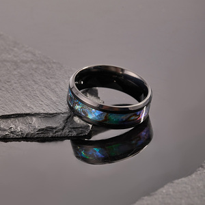 8mm cao đánh bóng Titan nhẫn cho nam giới phụ nữ phong cách vài đồ trang sức bào ngư vỏ bạc hoặc màu đen đám cưới ban nhạc không thấm nước - Product Image 2