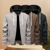 Vestes en cuir pour hommes personnalisées en gros, coupe-vent et résistantes au froid, vestes en cuir à capuche amovible, vestes et vêtements d'extérieur tendance