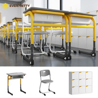Mobilier de classe OEM personnalisé pour projets scolaires, ensemble bureau et chaise pour étudiants à structure en acier robuste et hauteur réglable