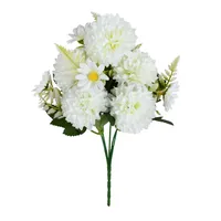 Fleur artificielle réaliste de chrysanthème à 5 tiges, taille moyenne, fausse branche ronde de chrysanthème pour décoration de toile de fond de mariage