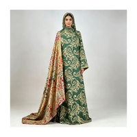 Ensemble de Dirac Somalien Farasawi en Soie de Mûrier Tissée Dorée, Série Élégante Verte, Tissu Gabasar Premium pour Mariage Traditionnel