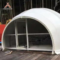 Tente de glamping safari double dôme de luxe Kawagebo Kamp, élégante, en PVC durable avec porte en verre pour hôtel, complexe hôtelier et événements