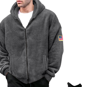 Giacca Bomber Invernale da <span class=keywords><strong>Uomo</strong></span> 2025, Nuovo Modello con Doppio Strato in Pile, Calda con Cappuccio e Zip, Logo Bandiera, Stile Casual Streetwear - Product Image 1