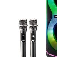 Enceinte karaoké Bluetooth Remax avec 2 microphones sans fil, éclairage RGB, système audio portable pour les fêtes