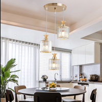 Lustre de salle à manger à trois têtes, design créatif, luxe léger, en cristal, pour table et bar, suspension E27