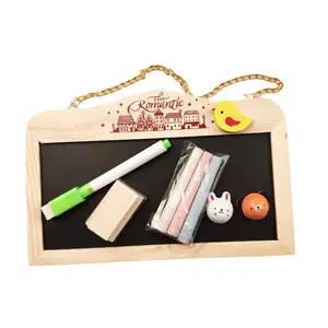 DIY Wooden Hanging Blackboard Double-Sided Home Message Magnetic Writing Drawing Board Teaching Tool