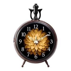 Elegante Reloj de Mesa con Movimiento Silencioso, Esfera de Lectura Clara, Construcción Duradera, Decoración para Hogar, Oficina, Dormitorio, Arte en Aluminio, Acero y Madera - Product Image 3