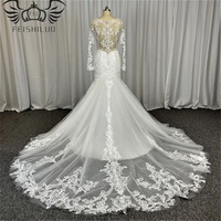 FEISHILUO sur mesure luxe cristal sirène robe de mariée manches longues ivoire robe de mariée dentelle Appliques broderie décoration