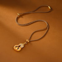 Collier en alliage avec pendentif gourde doré et figurine Bouddha pour femme TANGPEI, bijoux tendance