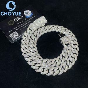 Collares de Plata de Ley 925 con Moissanita de 15 mm, Cadena Cubana para Hombre, Joyería Hip Hop Iced Out, Pasa el Test de Diamantes GRA - Product Image 2