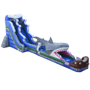 Glissière d'eau gonflable de Style bleu, glissière d'eau gonflable utilisée, grande <span class=keywords><strong>piscine</strong></span> de requin, parc aquatique gonflable - Product Image 1