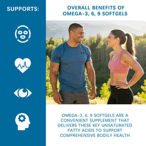 Capsules molles d'oméga 3 6 9, haute pureté EPA <span class=keywords><strong>DHA</strong></span>, végétaliennes, complément alimentaire pour la santé du cœur et du cerveau, certifié ISO Halal - Product Image 5