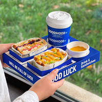 Boîte à sandwich en carton épais de qualité alimentaire avec logo imprimé, sac en papier pour emballage de café à emporter pour restaurant et café