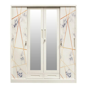 <span class=keywords><strong>Armadio</strong></span> Moderno per Camera da Letto, Guardaroba in Metallo con 4 <span class=keywords><strong>Ante</strong></span>, Mobile con 2 <span class=keywords><strong>Ante</strong></span> <span class=keywords><strong>Scorrevoli</strong></span> a <span class=keywords><strong>Specchio</strong></span> - Product Image 3
