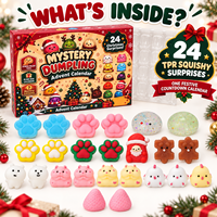 Calendrier de l'Avent de Noël personnalisé avec logo d'entreprise, 24 jouets compressibles en TPE en forme de dumpling, promotion commerciale