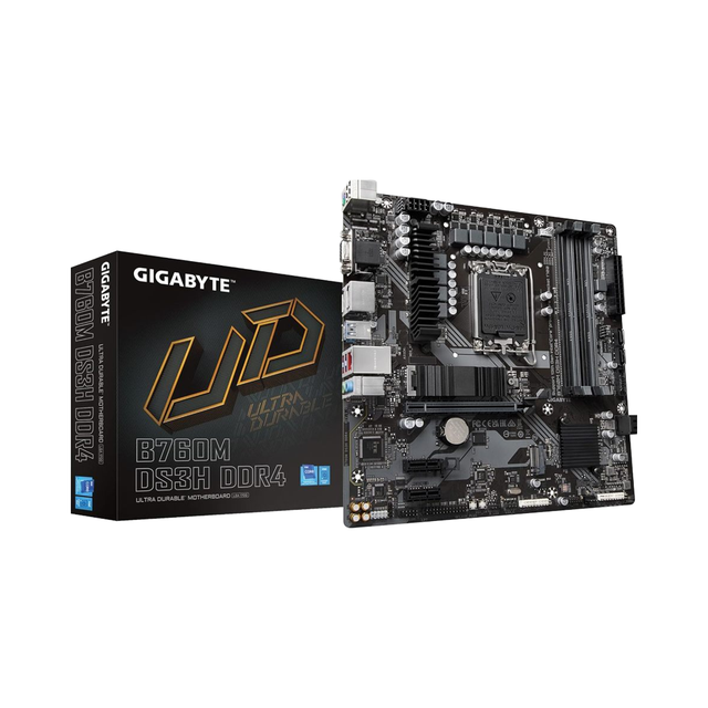 GIGABYTE B760M DS3H DDR4 Motherboard Dual M.2 PCIe 4.0 USB 3.1 Gen 2 Type-C 2.5GbE Q-Flash Plus PCIe EZ-Latch Gaming Desktop