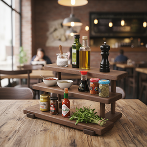 40cm Beige Spray Painted <b>Wood</b> Three-Layer Standing Multifunction Long Seasoning Storage <b>Rack</b> - Product Image 4
