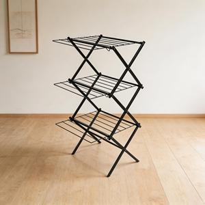 Séchoir à linge pliable à 3 niveaux en alliage d'aluminium, support vertical multifonctionnel pour serviettes, idéal pour salle de bain et balcon - Product Image 5