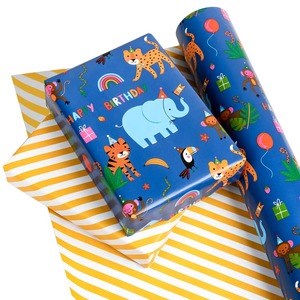 Custom Eco-Friendly Happy Birthday Animals Gift <b>Wrap</b> <b>Paper</b> <b>Roll</b> Double-Sided Recyclable Art <b>Paper</b> 100GSM Coated Digital Printing - Product Image 5