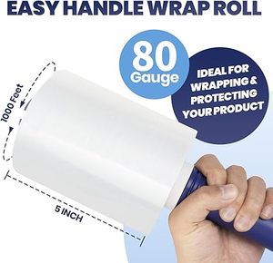 Clear Industrial <b>Stretch</b> <b>Wrap</b> Film with Handle, Multipack for Moving , Heavy Duty Plastic Packing <b>Wrap</b> for Shipping - Product Image 3