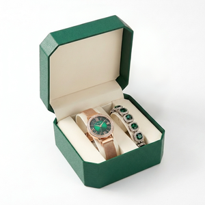 Set di Gioielli e Orologio di Lusso all'Ingrosso per Ragazze, Collana con Smeraldi, Orecchini e Orologio, Regalo per Donne - Product Image 3