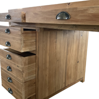 Bureau de réception exécutif en bois massif de style français classique et antique, personnalisable, avec tiroirs, Hoolnn HL890R-150