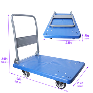 Troli Dorong Lipat Berkualitas Tinggi untuk Barang Berat, Kapasitas 660 Lbs, Platform Pindahan, Pegangan Dorong, Gerobak Datar - Product Image 4