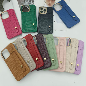 Glossy PU cá sấu Patterned PU da điện thoại bìa với kim loại máy ảnh vòng điện thoại di động bảo vệ trường hợp - Product Image 2