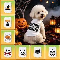 Leichtes, atmungsaktives Mesh-Hundewesten-Set mit Halloween-Muster für Feiertagspartys und Cosplay – Ärmelloses Tanktop für Haustiere – Premium-Haustierprodukte