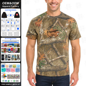 Camiseta de manga corta con estampado digital personalizado de camuflaje Real Tree, cuello redondo, mezcla de algodón, con gráfico de camuflaje impreso para hombre, en oferta. - Product Image 1