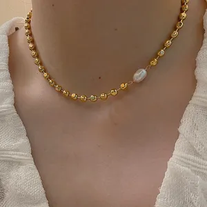Collier de perles d'eau douce naturelles pour femmes, mélange de perles irrégulières, ras du cou, à bascule, bijoux élégants, Vintage, 2021