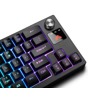 64 keys Wireless Gaming Membrane Keyboard With Switchable RGB backlit & backlight With Tuner
