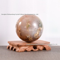 Support en bois massif HZ, écologique, pour décoration intérieure, style art populaire, design original géométrique, inspiré de l'île de Malabar, pour boule de cristal