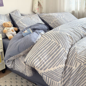 Ensemble de draps, taies d'oreiller et housses de couette en pur coton, simple et frais, quatre pièces - Product Image 6