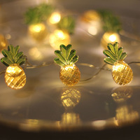 Guirlande lumineuse LED en cuivre à piles en forme d'ananas, lumières féériques pour la plage hawaïenne, les vacances d'été, la table et la décoration intérieure