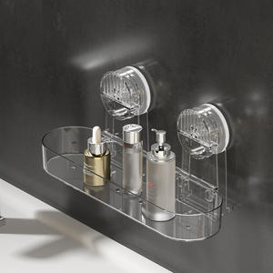 Estante de Almacenamiento Transparente Ovalado con Ventosa para Montaje en Pared de Baño, con Diseño Duradero y Acabado Transparente - Product Image 1