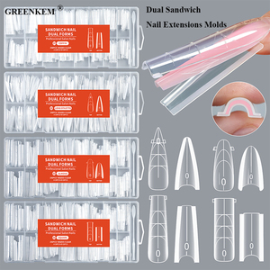 256 Moules à ongles sandwich pour extensions rapides, pour <span class=keywords><strong>manucure</strong></span> professionnelle et ongles français, formes doubles - Product Image 1