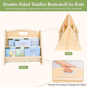 Étagère à livres éducative et robuste pour tout-petits, bibliothèque pour la lecture et l'apprentissage des jeunes enfants, présentoir pour chambre d'enfant ou salle d'étude avec design - Product Image 6