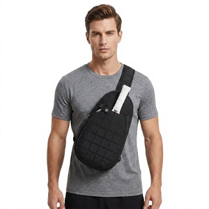 <b>Crossbody</b> Pickleball <b>Bag</b> Polyester <b>Waterproof</b> Zipper Closure Black Sport Sling <b>Bag</b> 50-70L Capacity for Outdoor Use - Product Image 1