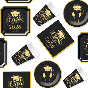 Assiettes, gobelets et serviettes à thème de remise de diplôme DAMAI – Assiettes en carton jetables pour fête de remise de diplôme, fournitures de fête, décorations, pour 8 personnes - Product Image 2