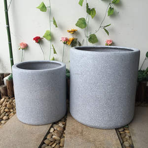 Pots à fleurs géants en fibre d'argile écologiques et durables de style nordique pour intérieur/extérieur, 50L, colorés et émaillés, pour usage domestique, pack QUANGUI QG-083 - Product Image 1