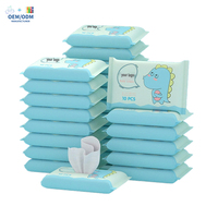 QIMEI OEM Infant Sucette Lingettes 10PCS Bébé Eau Nettoyage Lingettes Humides Bébé Main et Bouche Lingettes