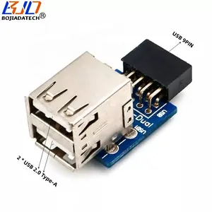 Anakart USB 9Pin başlık 1 ila 2 x USB 2.0 Type A konnektör adaptör kartı