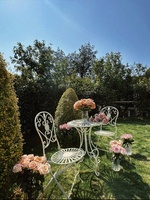 Chaise de jardin pliante en fer forgé de style français rétro, siège de bistrot extérieur en métal, 93 x 46 x 40 cm