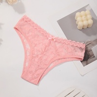 Lot de 6 culottes en dentelle florale pour femme, taille basse, avec nœud décoratif, respirantes, transparentes, couleurs assorties