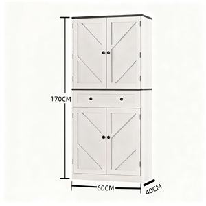Armoire de <span class=keywords><strong>cuisine</strong></span> de style campagnard, niche pour <span class=keywords><strong>micro</strong></span>-ondes, buffet avec portes supérieures, tiroir central, étagères inférieures extractibles - Product Image 5