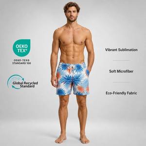 Celana Pantai Pria Sublimasi Custom, Cepat Kering, Bernapas, Menyerap Keringat - Product Image 2