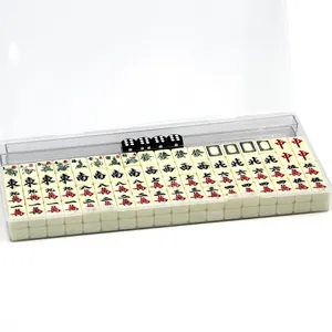 مجموعة mahjong الصينية الصغيرة للسفر والقمار من بلاط mahjong العاجي عالي الجودة لألعاب الكازينو