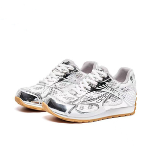 Chaussures de course blanches en mesh avec embout métallique, style décontracté unisexe pour la marche, printemps, automne, hiver - Product Image 1